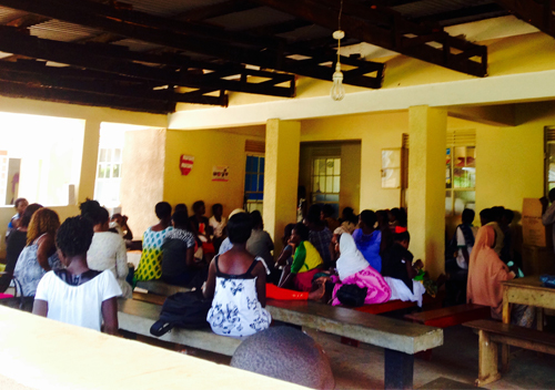 Sheltered waiting area at Mukono Health Centre
