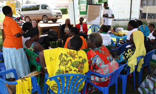 A women's business group meets in Uganda